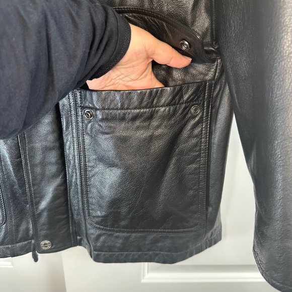 Vintage 90's Oversized Wilsons Leather Black Heavyweight Utility Jacket - Picture 7 of 14